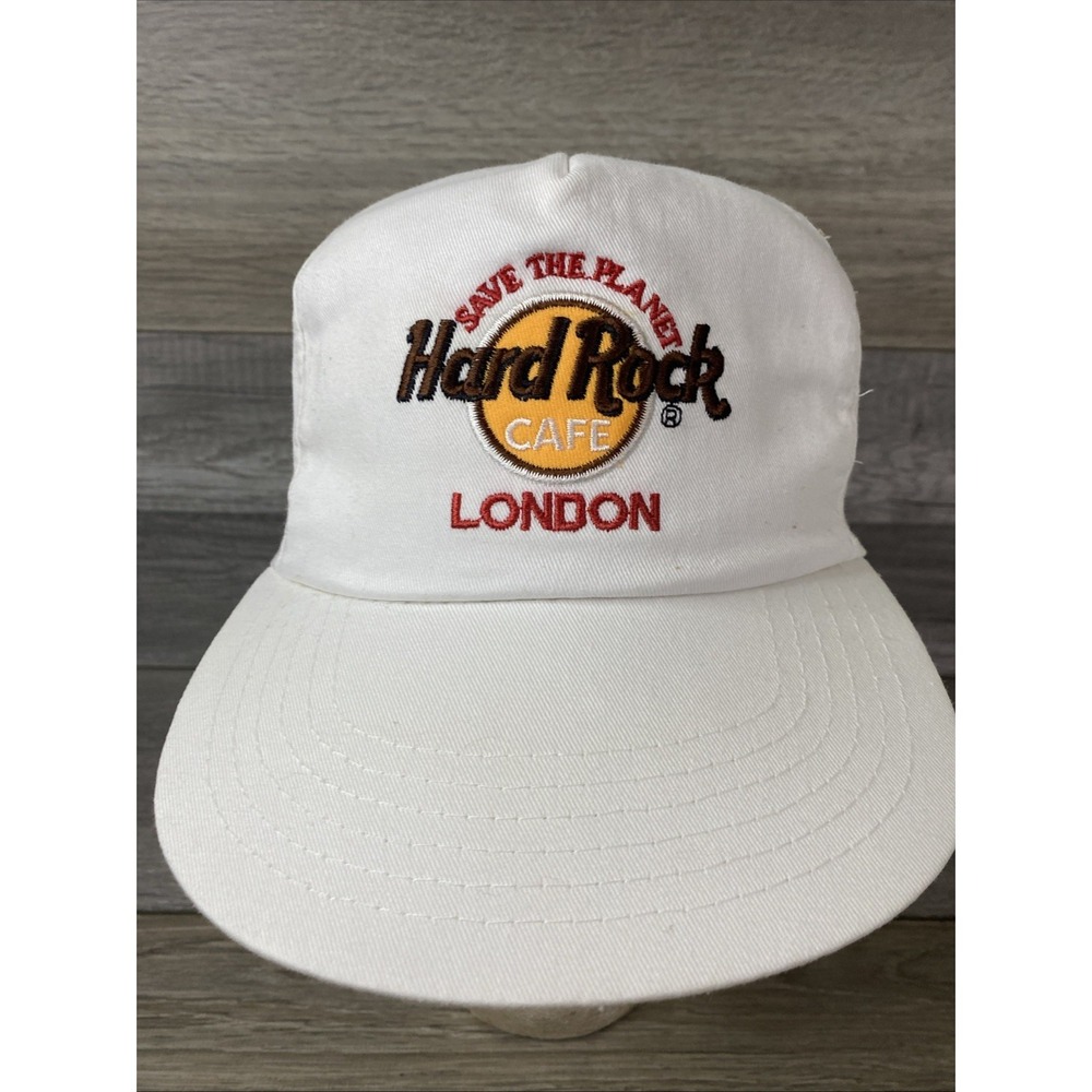 London Hard Rock Cafe Hat Souvenir Strapback Cap Trucker White Restaurant VTG